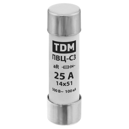Плавкая вставка ПВЦ-С3 14х51 aR (быстродействующая) 25А TDM
