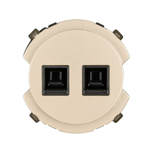 Розетка компьютерная двойная RJ45 шампань, 