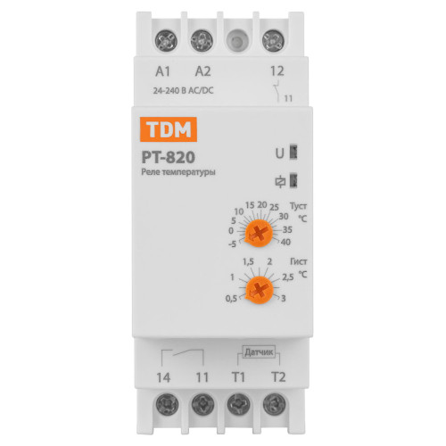 Реле температуры РТ-820 (-5+40С, 24-240В АС/DC, с датч. IP67) TDM
