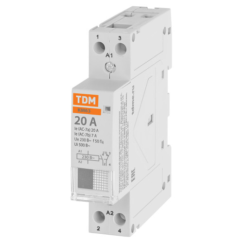 Контактор модульный КМ63/2-20 1НО;1НЗ TDM