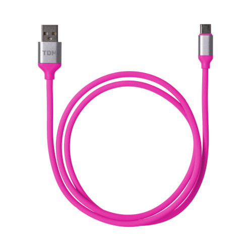 Дата-кабель, ДК 20, USB - USB Type-C, 1 м, силиконовая оплетка, розовый, TDM