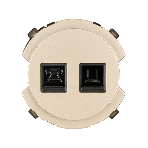 Розетка телефонная RJ11 + компьютерная RJ45 шампань, 