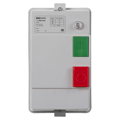 Контактор КМН22560 25А в оболочке с индикатором Ue=220В/АС3 IP54 TDM