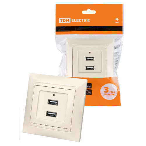 Розетка 2USB порт 2,1А 5В сл. кость 
