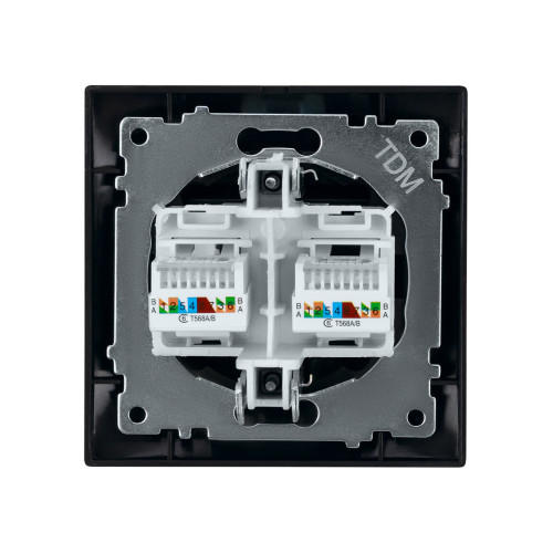 Розетка компьютерная двойная RJ45 графит 