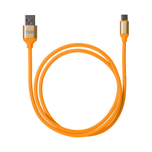 Дата-кабель, ДК 14, USB - USB Type-C, 1 м, силиконовая оплетка, оранжевый, TDM