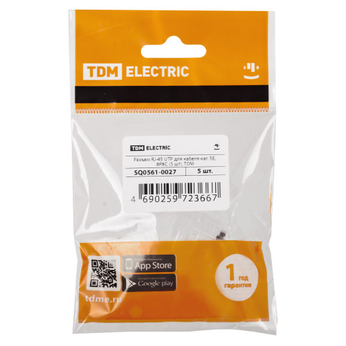 Разъем RJ-45 UTP для кабеля кат. 5Е, 8P8C (5 шт), TDM
