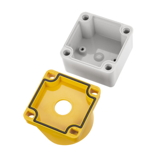 Корпус КП101 c козырьком для кнопок, 1 место, ABS желтый, IP66 TDM