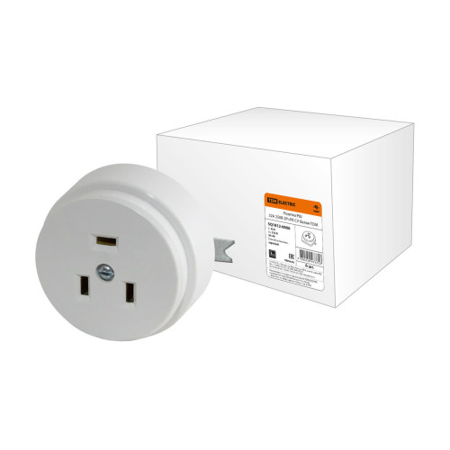 Розетка РШ 32А 250В 2Р+РЕ СУ белая TDM