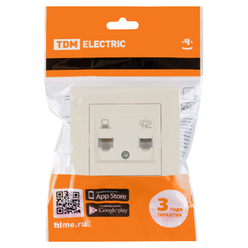 Розетка телефонная RJ11 + компьютерная RJ45 сл. кость 