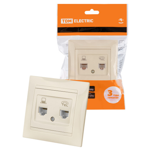 Розетка телефонная RJ11 + компьютерная RJ45 сл. кость 