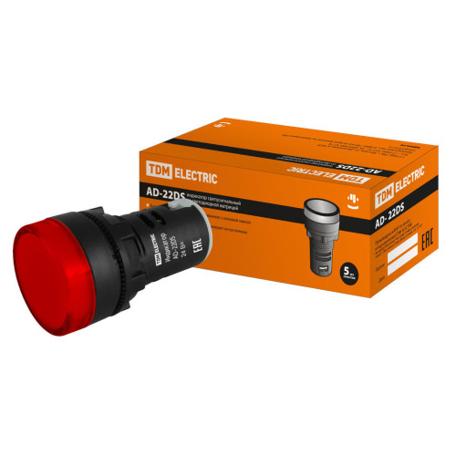 Лампа AD-22DS(LED)матрица d22мм красный 24В AC/DC TDM