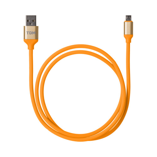 Дата-кабель, ДК 13, USB - micro USB, 1 м, силиконовая оплетка, оранжевый, TDM
