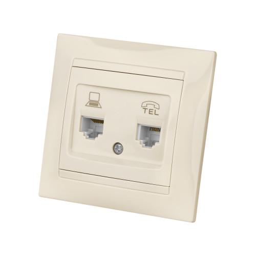 Розетка телефонная RJ11 + компьютерная RJ45 сл. кость 