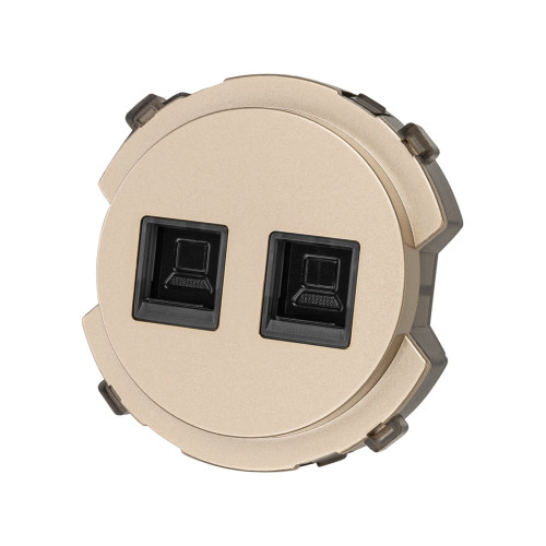 Розетка компьютерная двойная RJ45 шампань, 