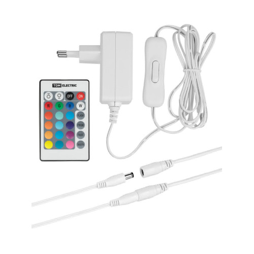 Комплект светодиодной ленты SMD5050-30 LED/м-12 В-7,2 Вт/м-IP20-RGB (1 м), 12 Вт, IR-контроллер TDM