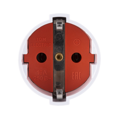 Кабельная розетка рифленая 2П+З 16А 250B белая TDM