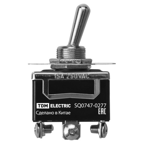Переключатель-тумблер KN3C-123AAH 1P 250В AC/DC 15А (3c) ON-OFF-ON без фиксации TDM