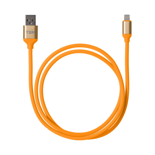 Дата-кабель, ДК 15, USB - Lightning, 1 м, силиконовая оплетка, оранжевый, TDM