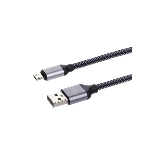 Дата-кабель, ДК 10, USB - micro USB, 1 м, тканевая оплетка, серый, TDM