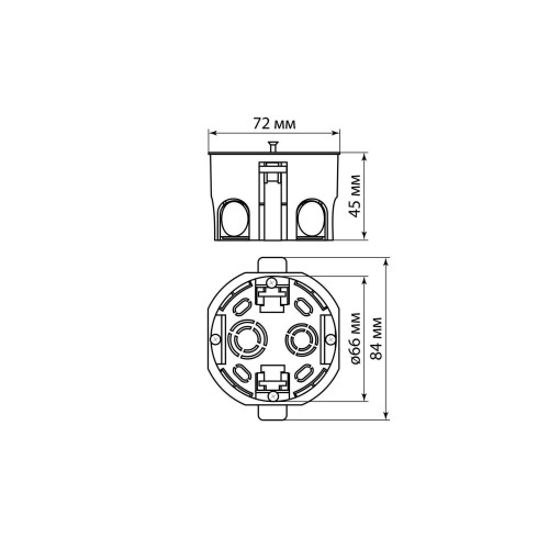 Установочная коробка СП D68х45мм, саморезы, пл. лапки, синяя, IP20, TDM