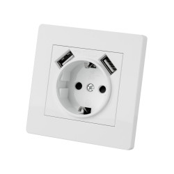 Розетка 2П+З 16А 250В + 2 USB порта 2,1А 5В белая