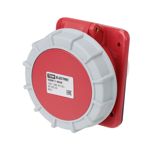 Розетка скрытой установки угловая IP67 16А 3Р+РЕ+N 380В TDM