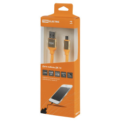 Дата-кабель, ДК 13, USB - micro USB, 1 м, силиконовая оплетка, оранжевый, TDM