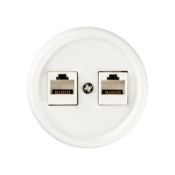 Розетка двойная компьютерная RJ45 белая «Болонь» TDM