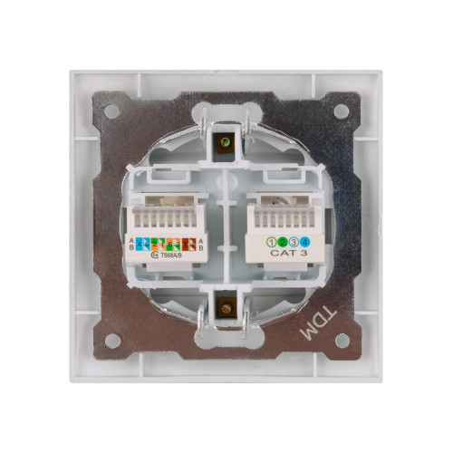 Розетка телефонная RJ11 + компьютерная RJ45 серебр. металлик 