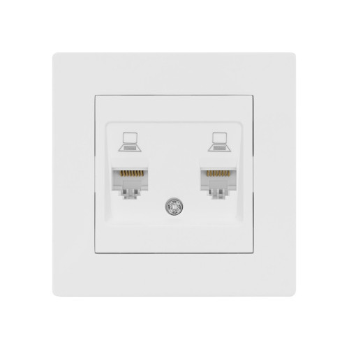 Розетка компьютерная двойная RJ45 белая 