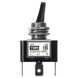 Выключатель-тумблер ASW-07D-2 1P 12В AC/DC 30А (3c) ON-OFF с фиксацией с зеленой LED подсветкой TDM