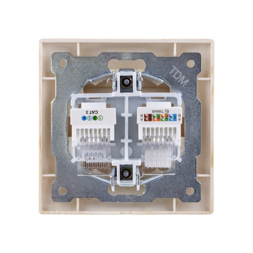 Розетка телефонная RJ11 + компьютерная RJ45 сосна 