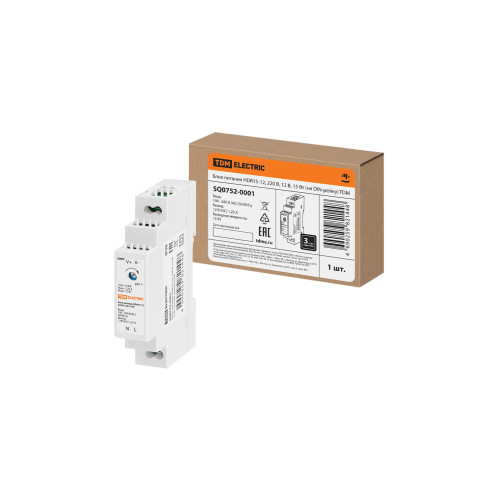 Блок питания HDR15-12, 220 В, 12 В, 15 Вт (на DIN-рейку) TDM