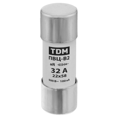 Плавкая вставка ПВЦ-B2 22х58 aR (быстродействующая) 32А TDM