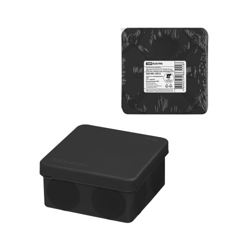 Распаячная коробка, двухкомпонентная, ОП 80х80х40 мм, IP66, 8 вх., черная, инд. штрихкод TDM