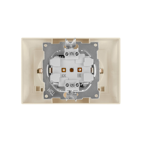 Розетка двойная 2П+З 16А 250В IP44 с защ. шт. с крышкой сл. кость 