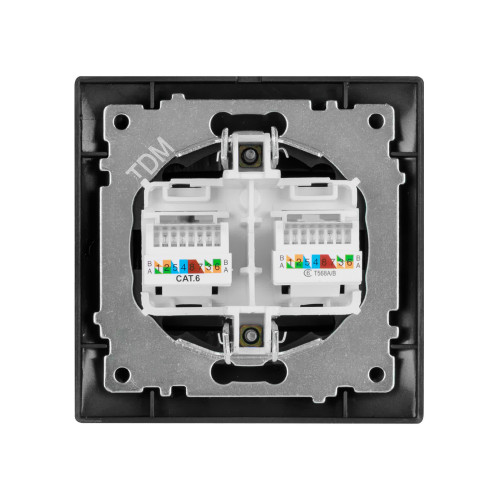 Розетка компьютерная двойная RJ45 шоколад 