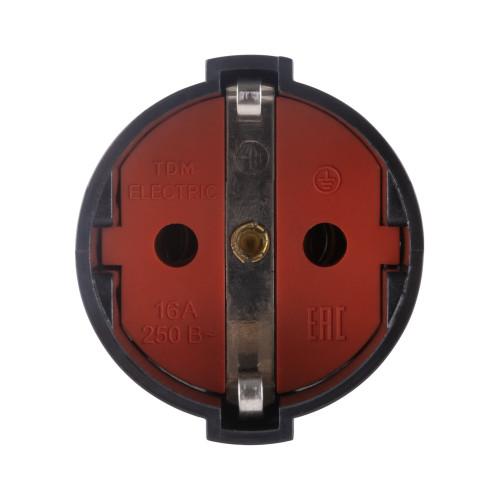 Кабельная розетка рифленая 2П+З 16А 250B черная TDM