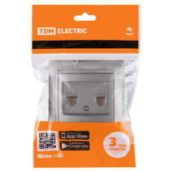 Розетка телефонная RJ11 + компьютерная RJ45 серебр. металлик