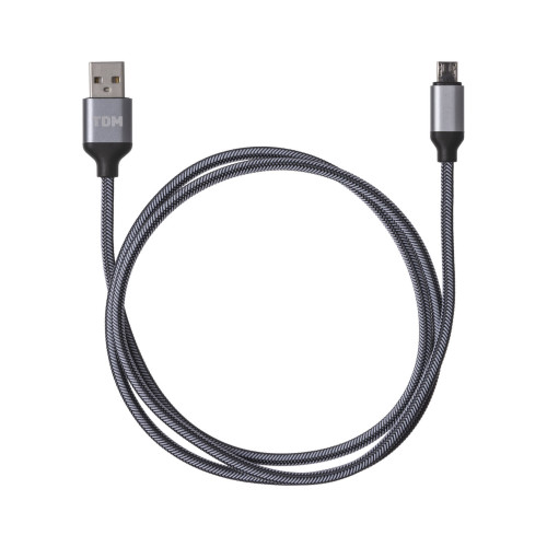 Дата-кабель, ДК 10, USB - micro USB, 1 м, тканевая оплетка, серый, TDM