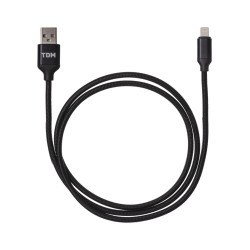 Дата-кабель, ДК 9, USB - Lightning, 1 м, тканевая оплетка, черный, TDM