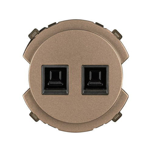 Розетка компьютерная двойная RJ45 бронза, 