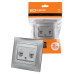 Розетка телефонная RJ11 + компьютерная RJ45 серебр. металлик 