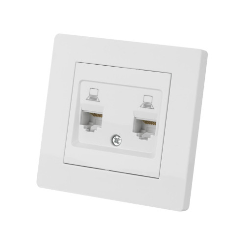 Розетка компьютерная двойная RJ45 белая 