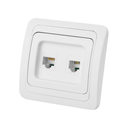Розетка компьютерная RJ-45 + TФ (RJ-11) белая 