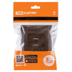 Розетка 2USB порт 2,1А 5В венге