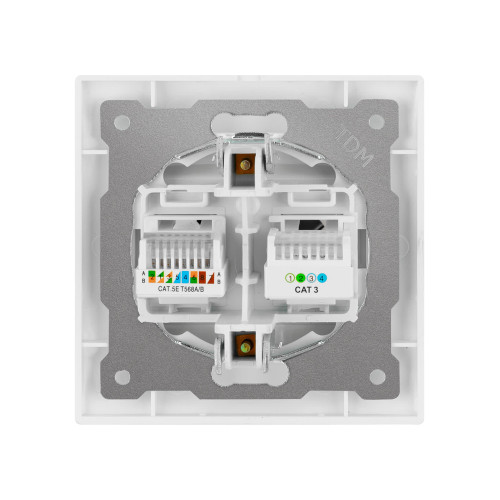 Розетка телефонная RJ11 + компьютерная RJ45 белая 