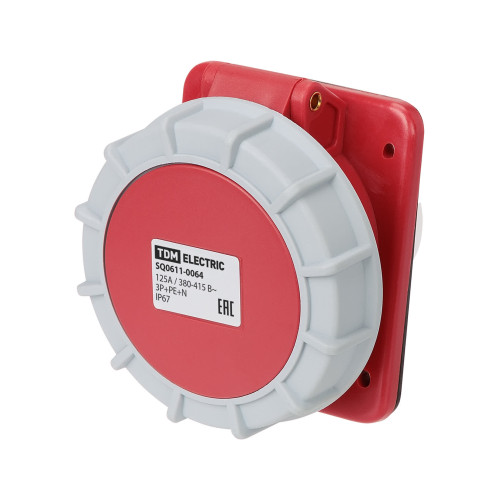 Розетка скрытой установки угловая IP67 125А 3Р+РЕ+N 380В TDM