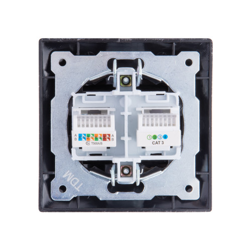 Розетка телефонная RJ11 + компьютерная RJ45 старинное серебро 